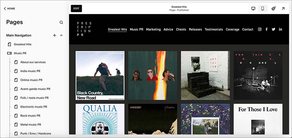 Laying out content using a Squarespace gallery