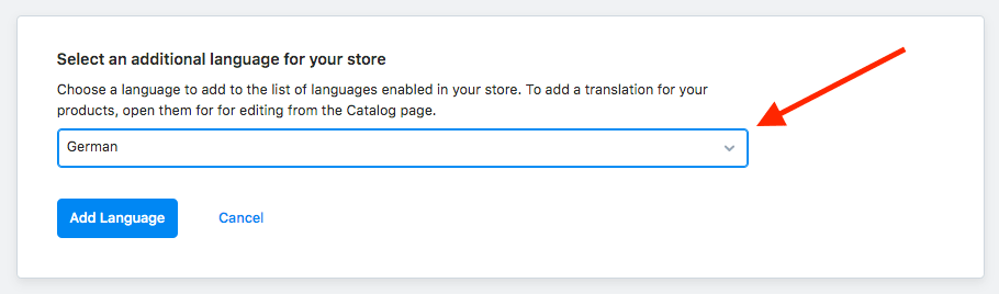 Selecting a store language in Ecwid