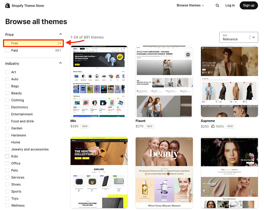 
Browsing Shopify themes