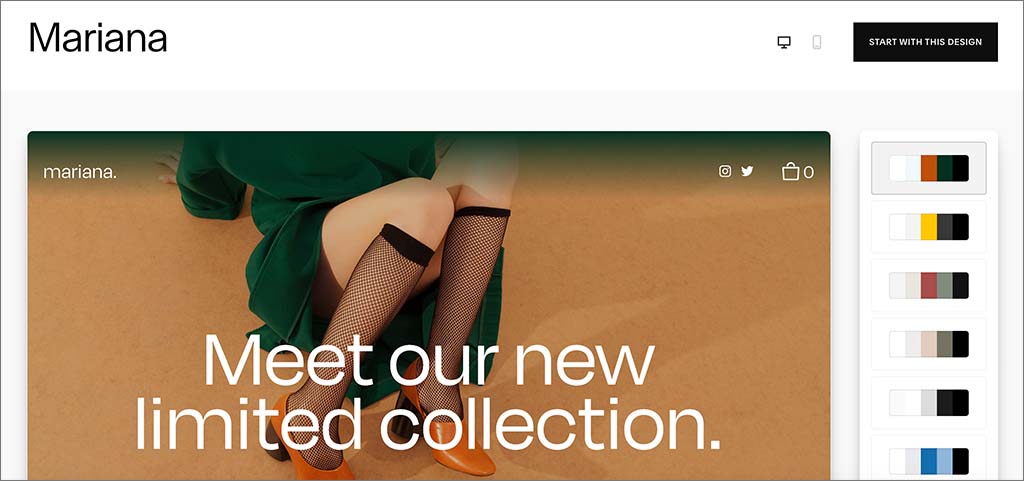 Squarespace's 'Mariana' template