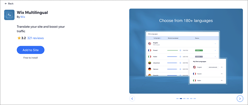 The 'Wix Multilingual' app