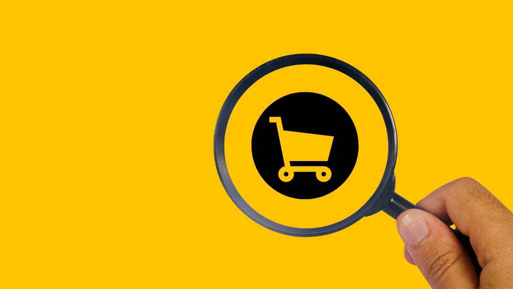 Ecommerce SEO (image of a magnifying glass and a shopping cart)