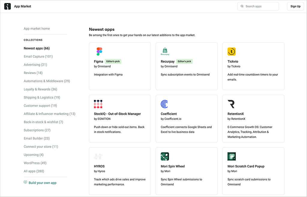 The Omnisend app library