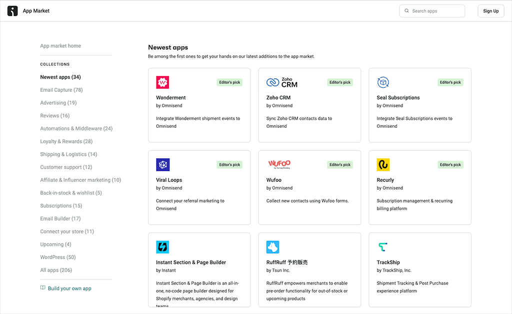 The Omnisend app market