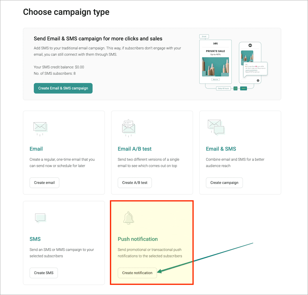 Setting up push notifications in Omnisend