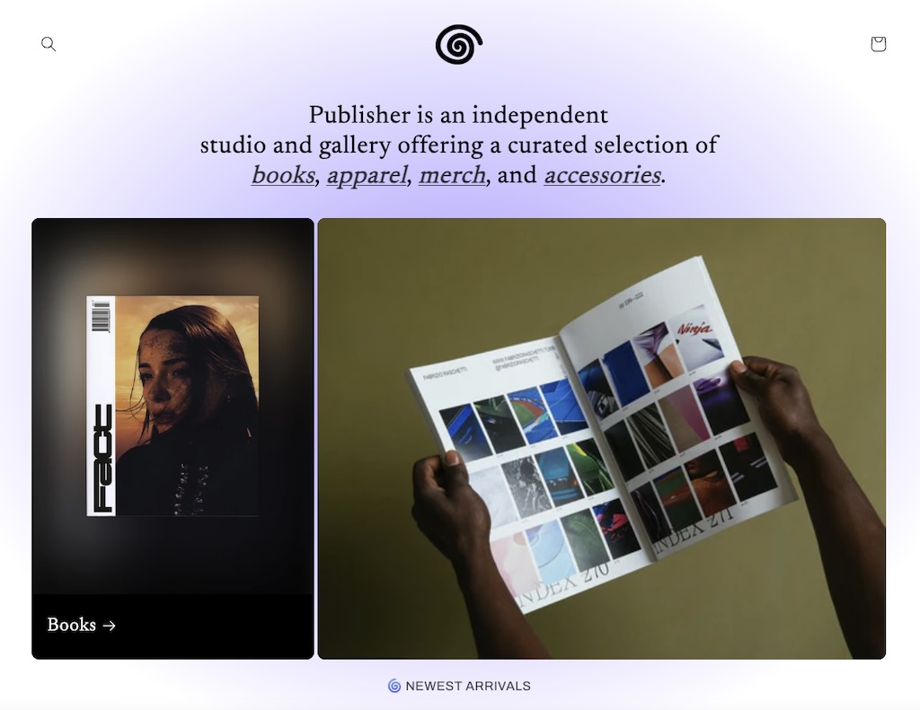 Shopify's "Pubisher" theme