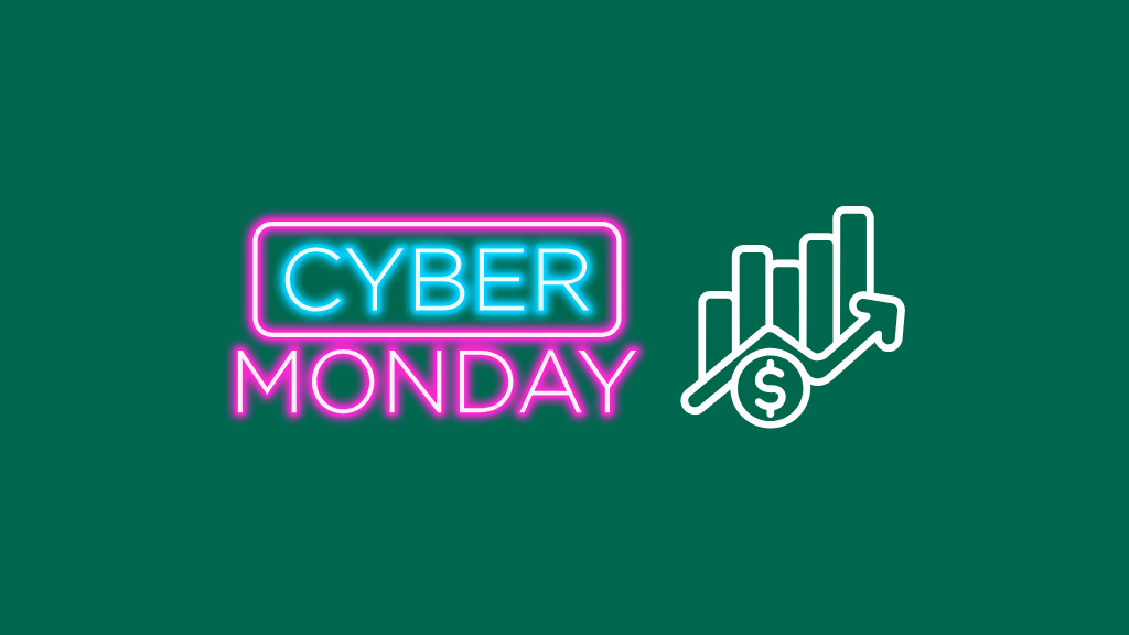 'Cyber Monday drives $14.25 Billion in U.S. online purchases' — a 'Cyber Monday' graphic, accompanied by a bar chart graphic.