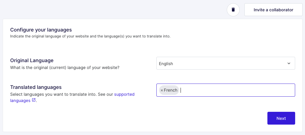 The Weglot setup process