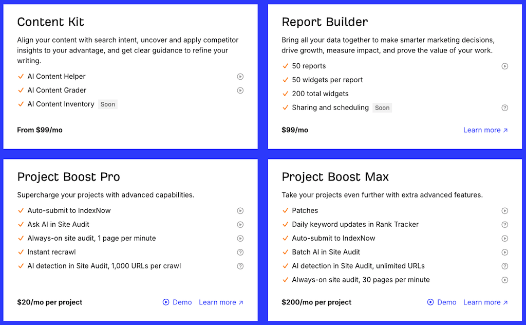 Ahrefs add-ons pricing