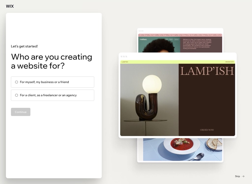 Wix onboarding questions