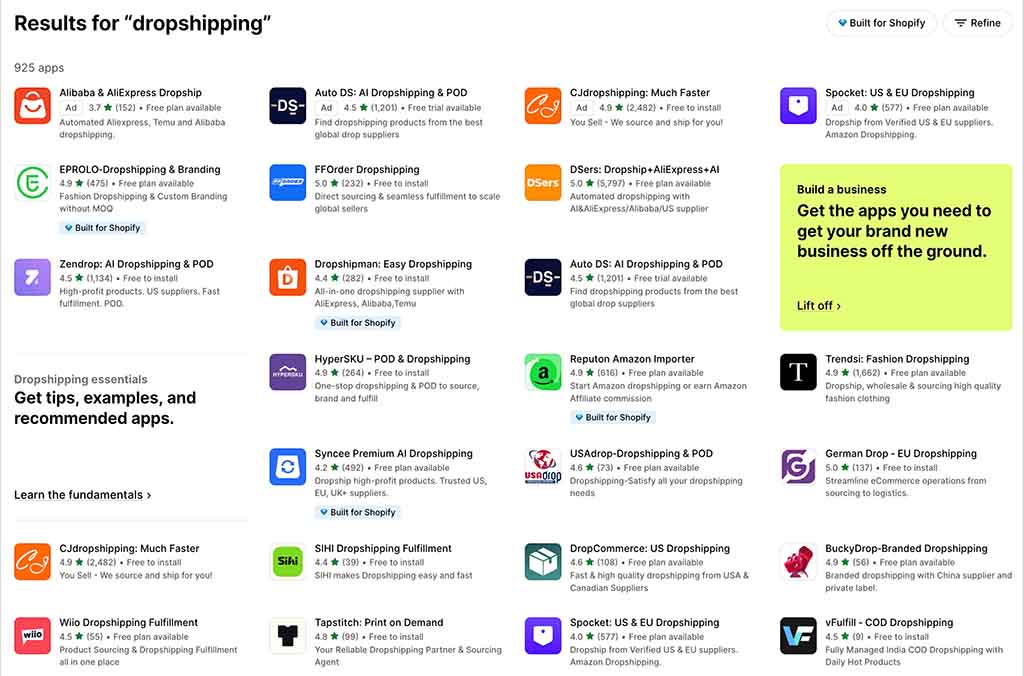 Dropshipping apps for Shopify