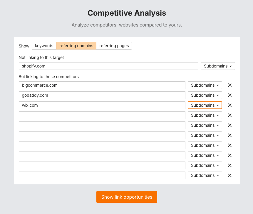 Using the Ahrefs' Link Intersect feature