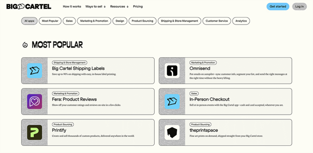 Big Cartel apps