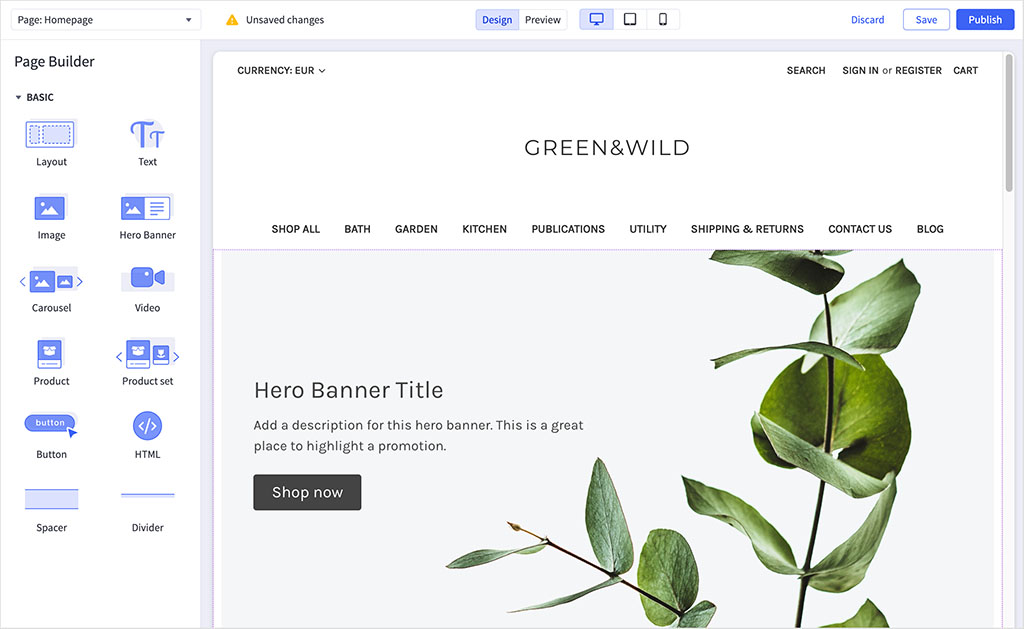 Editing a BigCommerce store