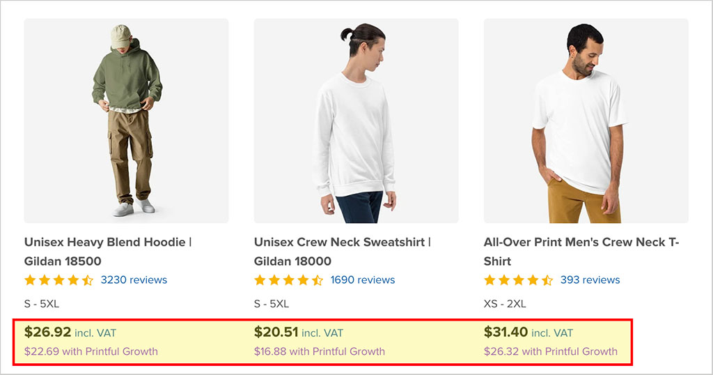 Printful growth product discounts