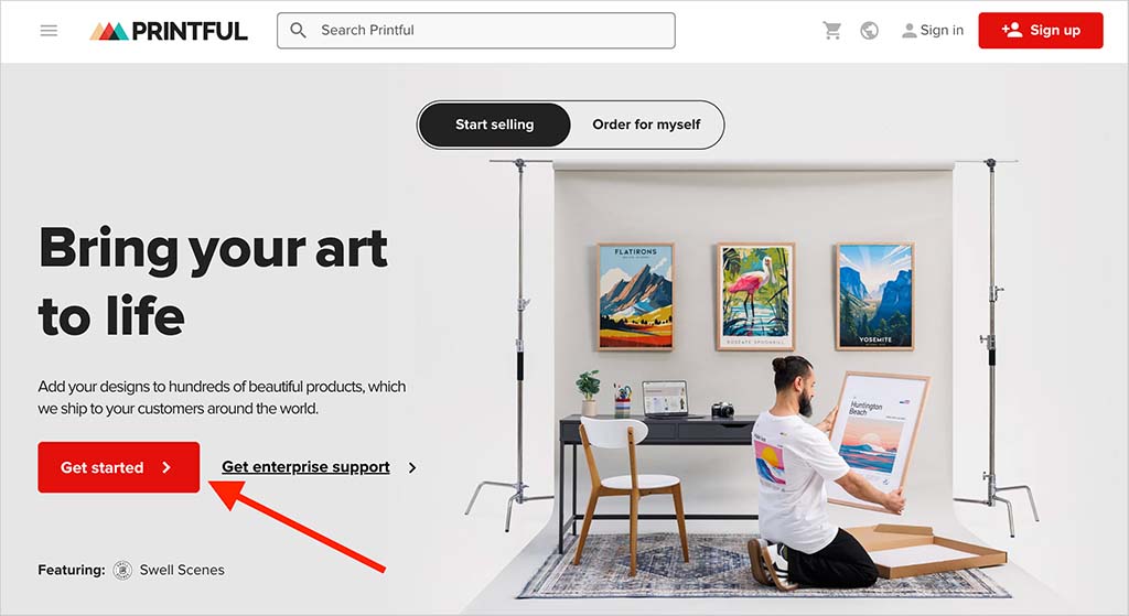 Signing up for a free Printful account