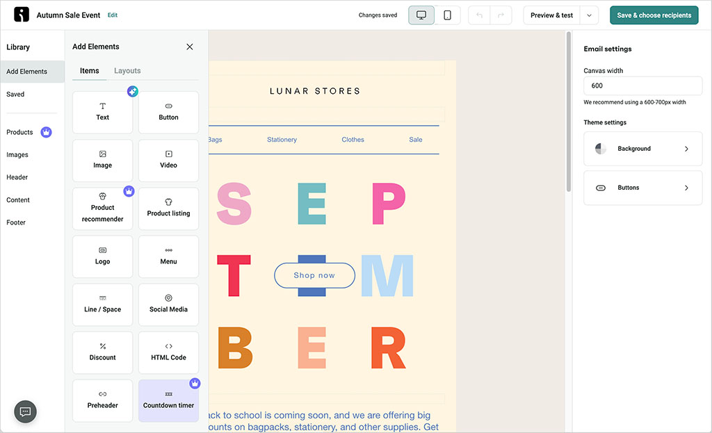 Creating email newsletters in Omnisend
