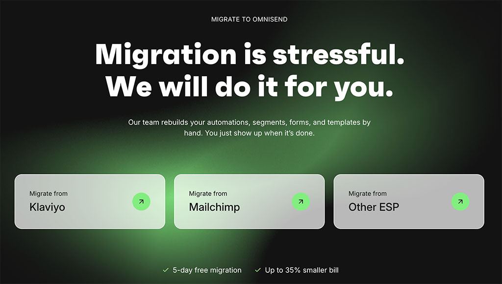 Omnisend's migration service