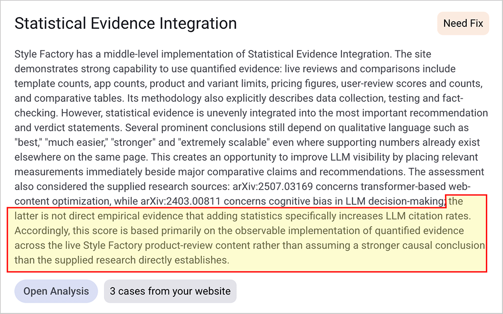 Evidence qualification in Riva